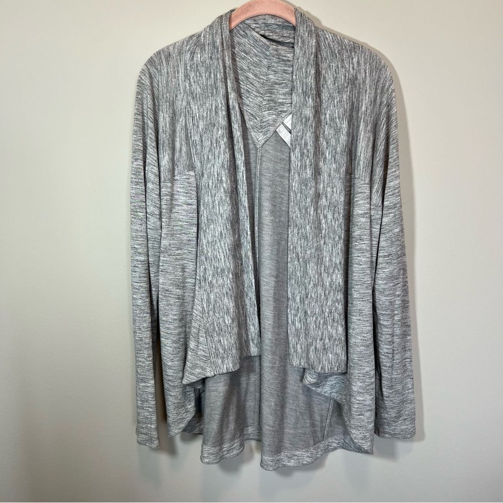 Athleta Gray Open Front Cardigan Medium Cozy Lightweight‎ Drape Sweater